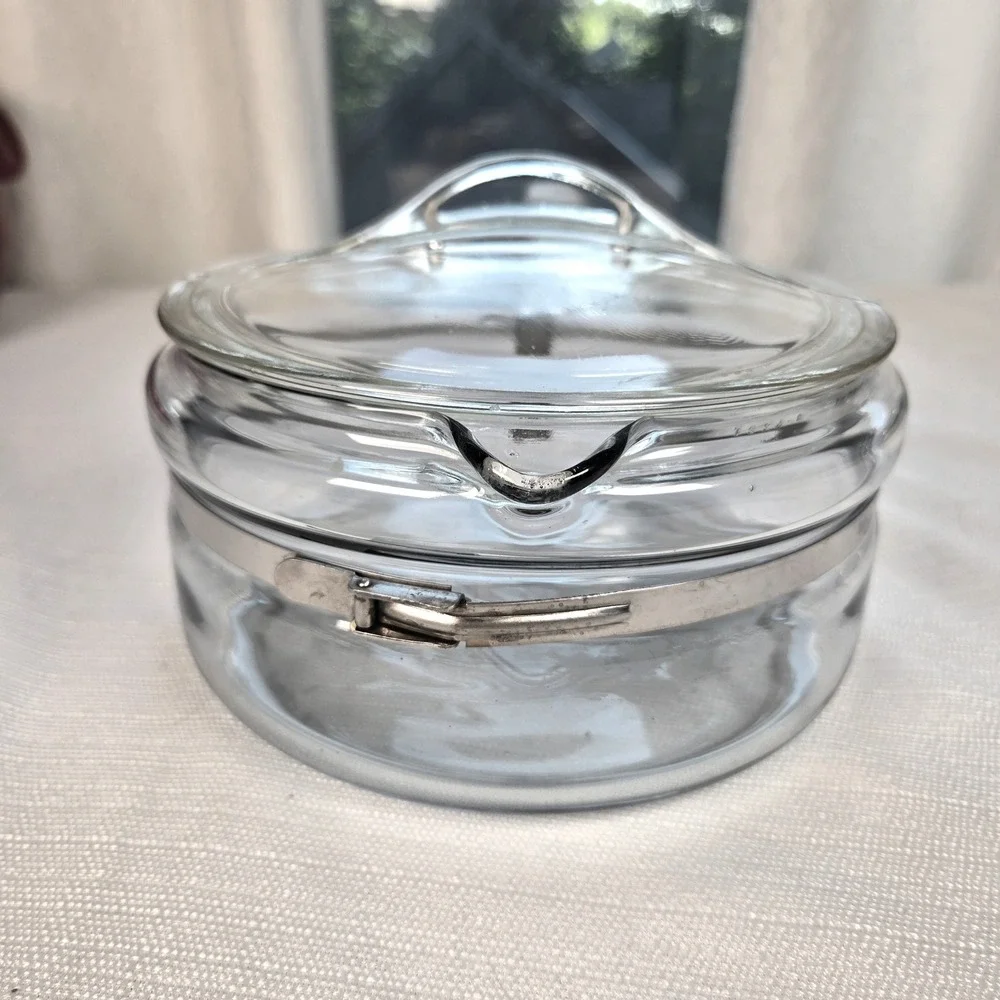 Vintage Pyrex Stovetop Flameware Clear Glass‎ 1.5 Quart Saucepan with Lid